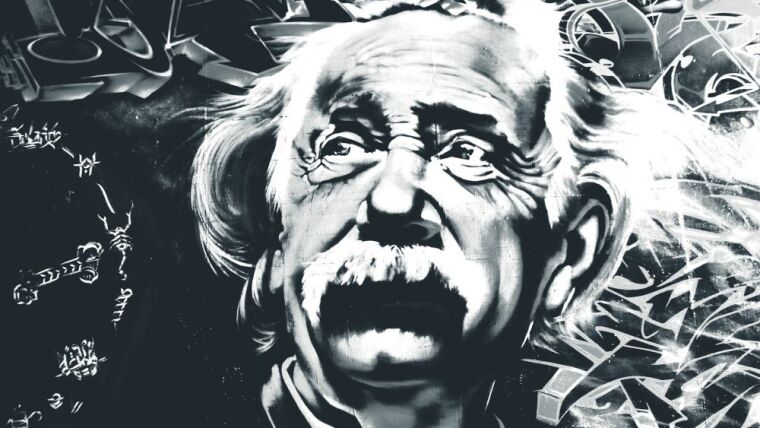 Streetart-Wandgemälde Albert Einstein